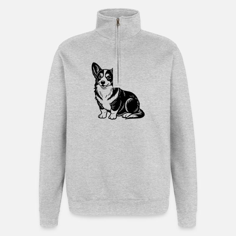 Corgi sitting - Quarter-Zip Sweatshirt - heather grey