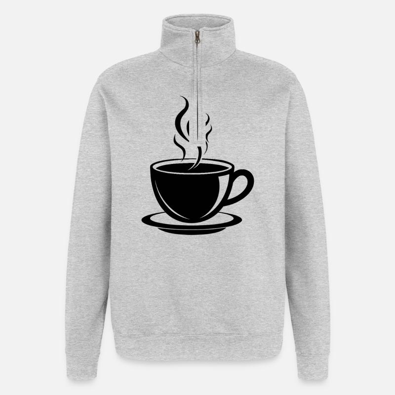 Tasse de café - Sweat à zip 1/4 - gris chiné