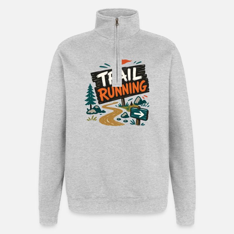 Trailrunning - Quarter-Zip-Sweatshirt - Grau meliert
