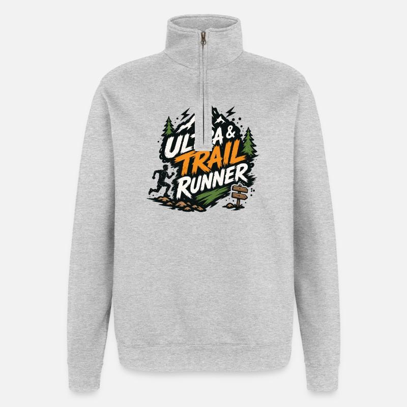 Ultra et trail runner - Sweat à zip 1/4 - gris chiné