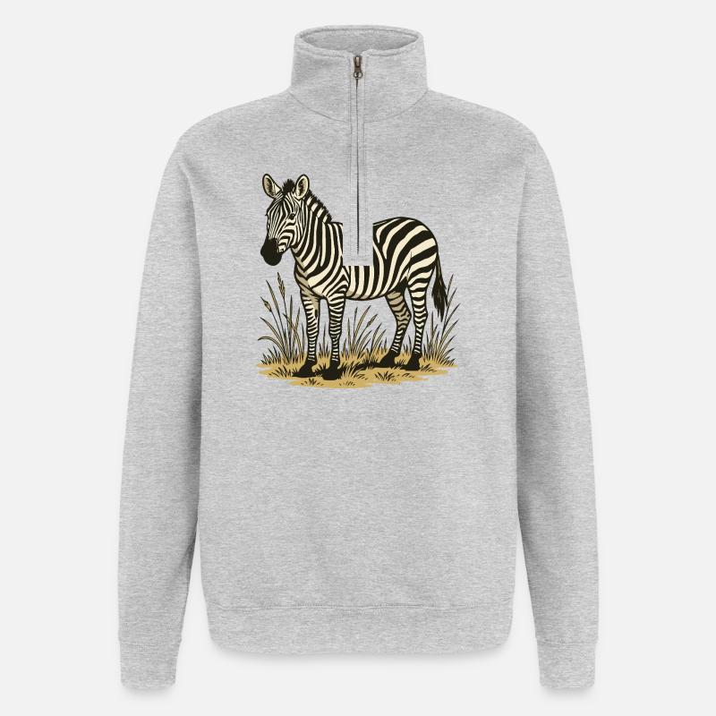 Zebra - Quarter-Zip-Sweatshirt - Grau meliert