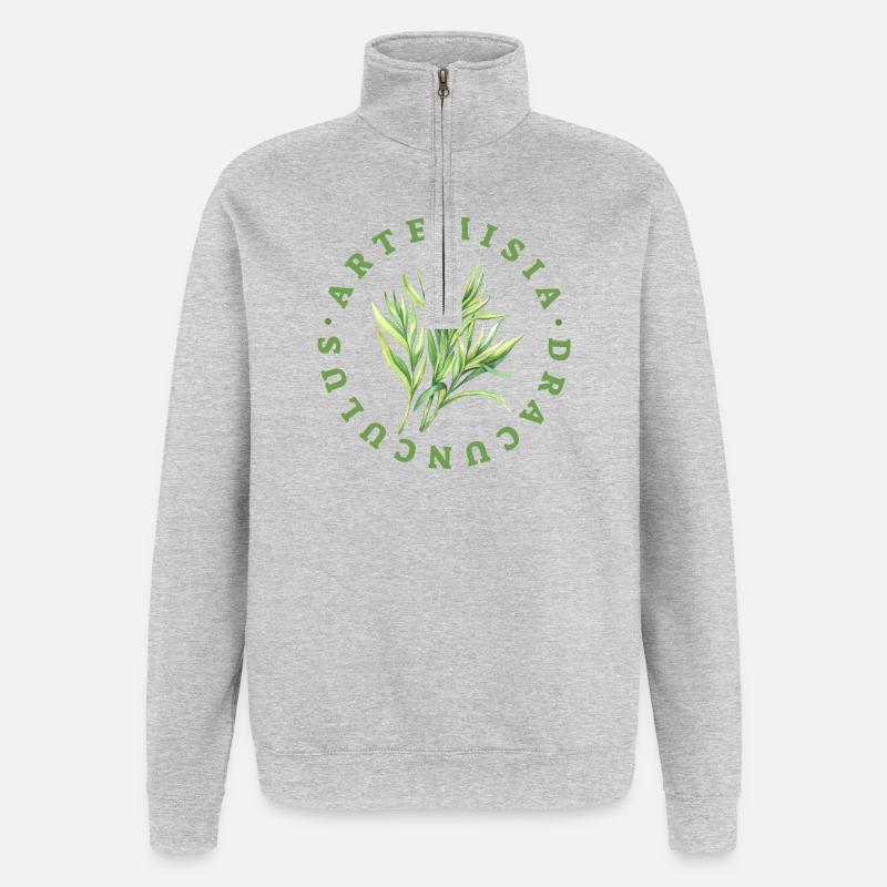Artemisia Dracunculus Blattemblem - Quarter-Zip-Sweatshirt - Grau meliert