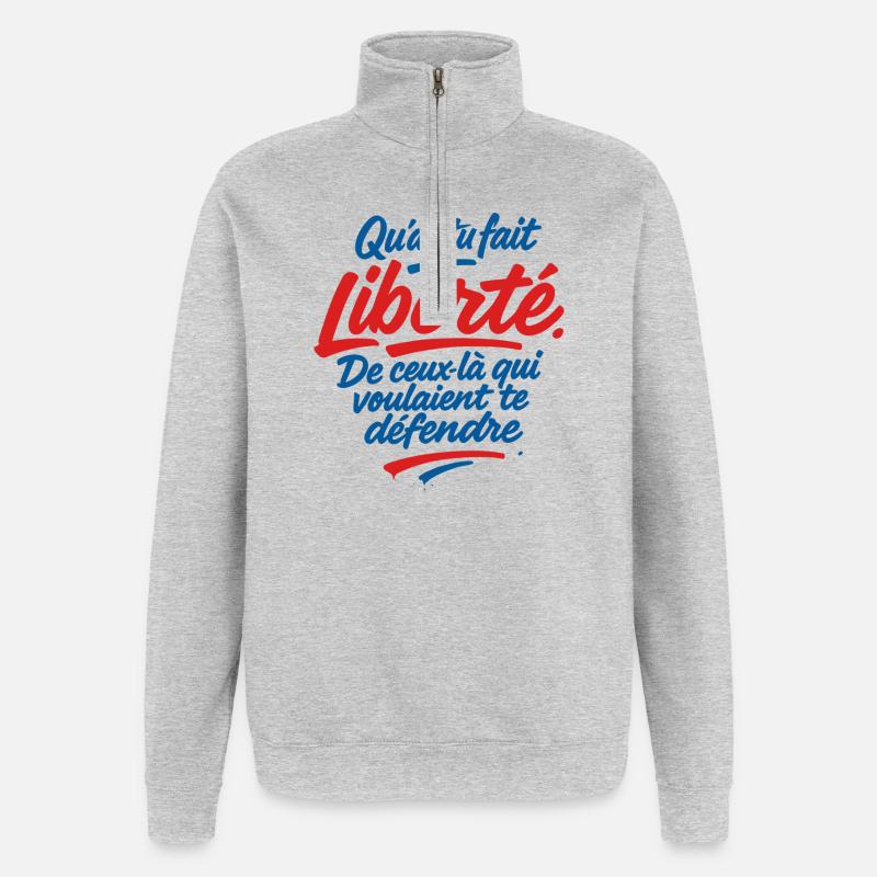 Liberté - Sweat à zip 1/4 - gris chiné