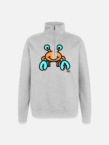 Krebs groß - Quarter-Zip-Sweatshirt - Grau meliert