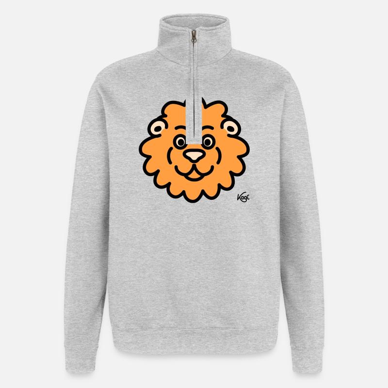 Lion Grand - Sweat à zip 1/4 - gris chiné
