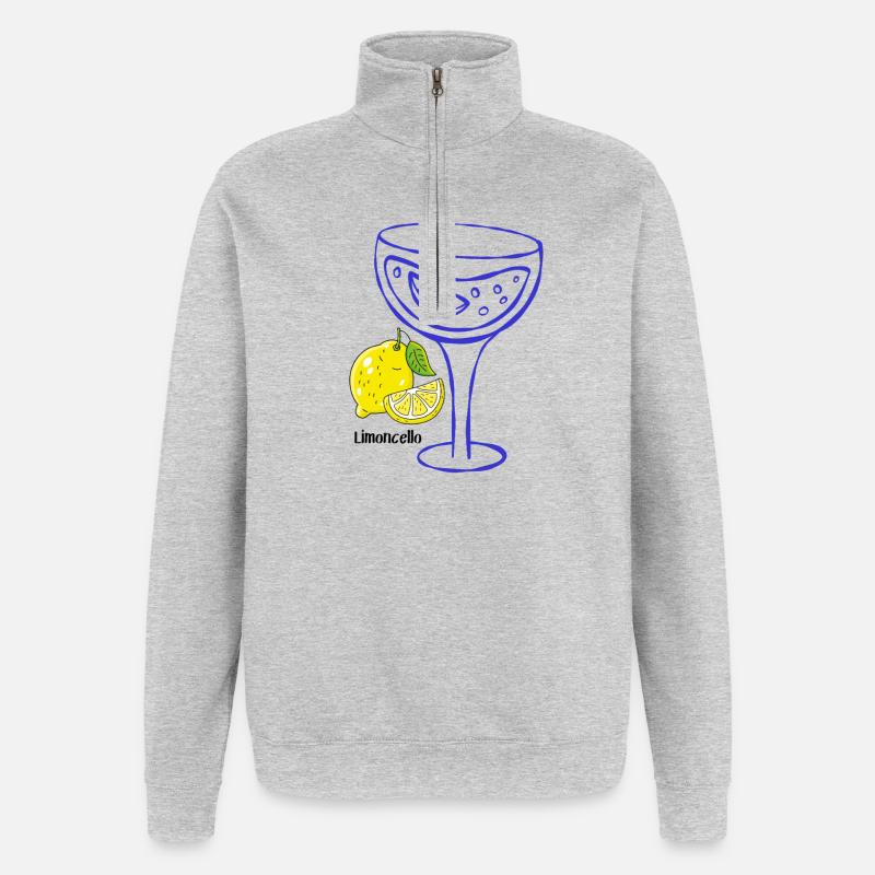 Zitronen-Cocktail Linienkunst - Limoncello - Quarter-Zip-Sweatshirt - Grau meliert