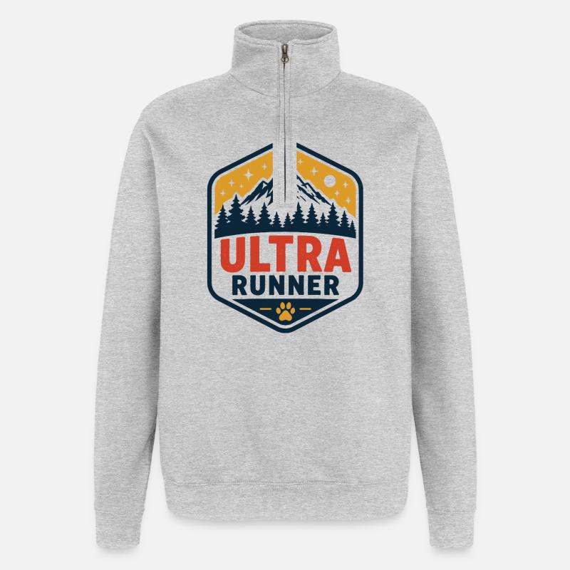 Ultra coureur - Sweat à zip 1/4 - gris chiné