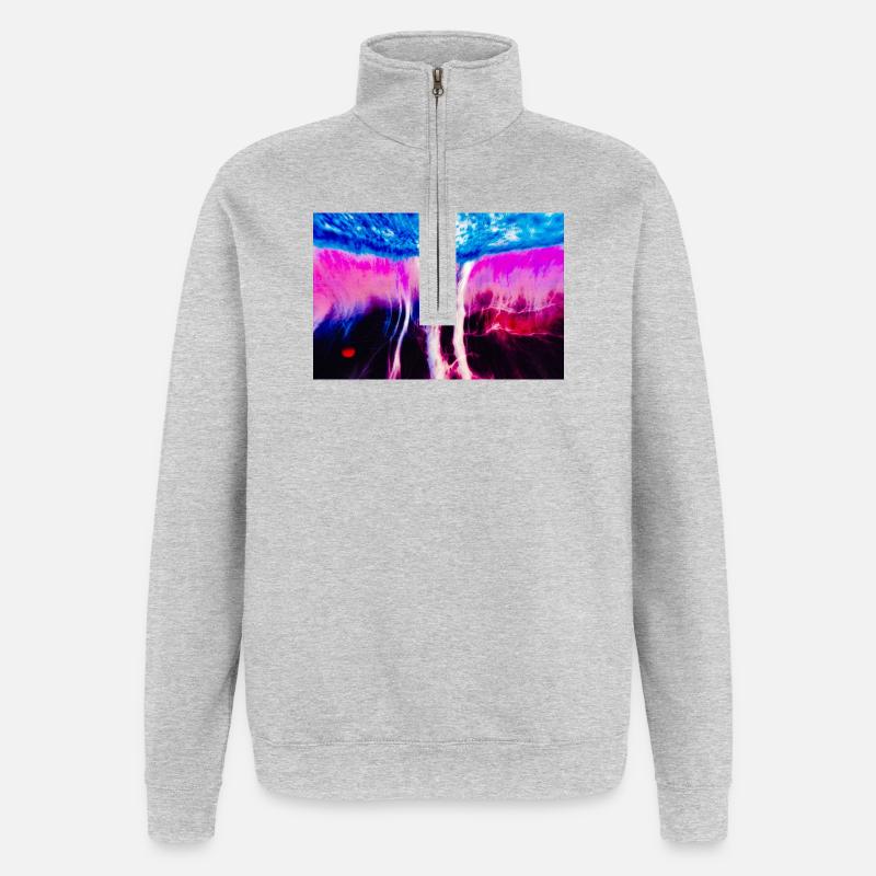 Neon Rift Psychédélique - Sweat à zip 1/4 - gris chiné