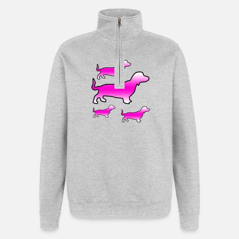 Dackel - Quarter-Zip-Sweatshirt - Grau meliert
