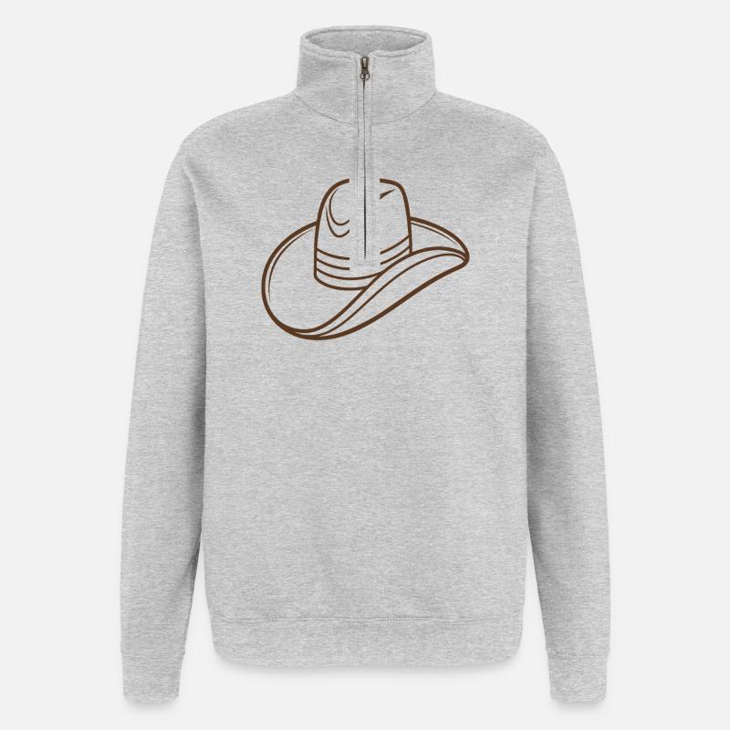 Cowboyhut - Quarter-Zip-Sweatshirt - Grau meliert
