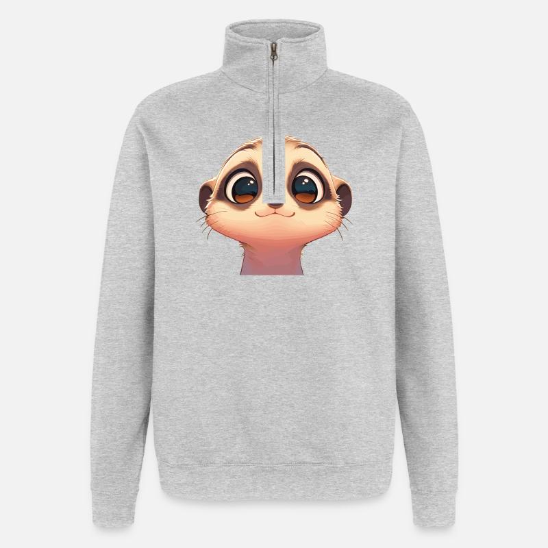 Suricate Erdmännchen - Sweat à zip 1/4 - gris chiné