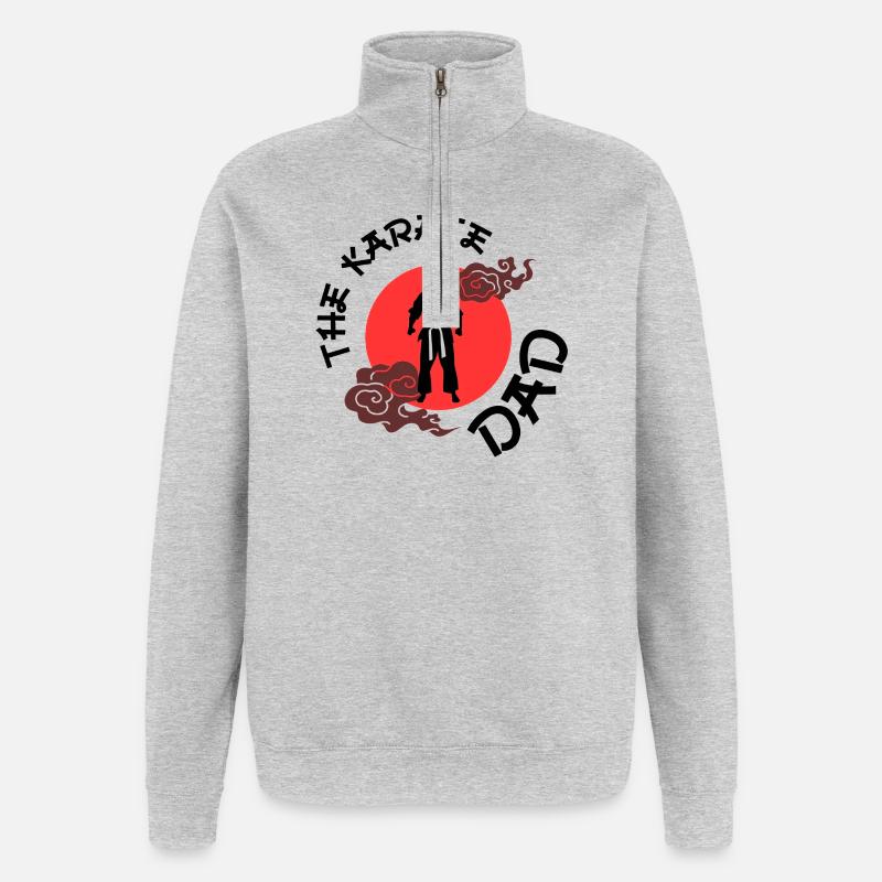 The Karate Dad - Sweat à zip 1/4 - gris chiné