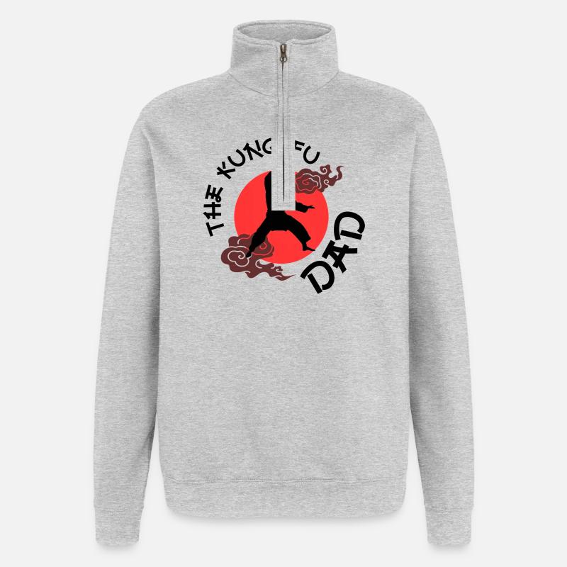 The Kung Fu Dad - Sweat à zip 1/4 - gris chiné