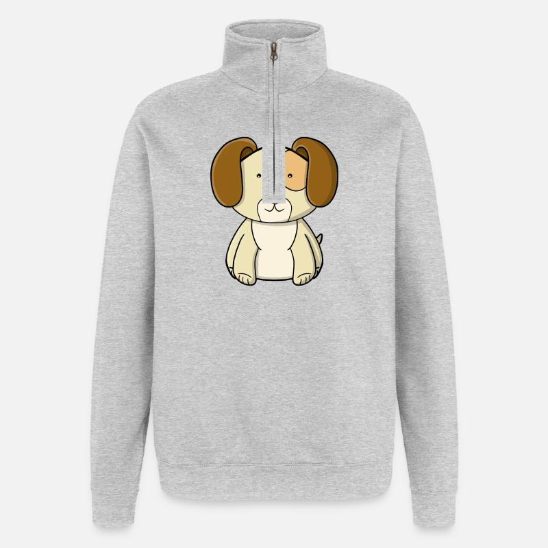 chiot mignon - Sweat à zip 1/4 - gris chiné
