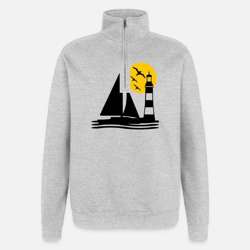 Segeln - Quarter-Zip-Sweatshirt - Grau meliert