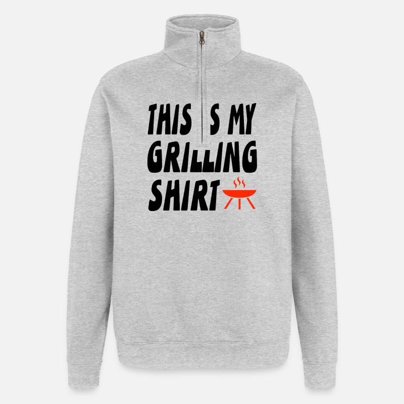 Grillen - Quarter-Zip-Sweatshirt - Grau meliert