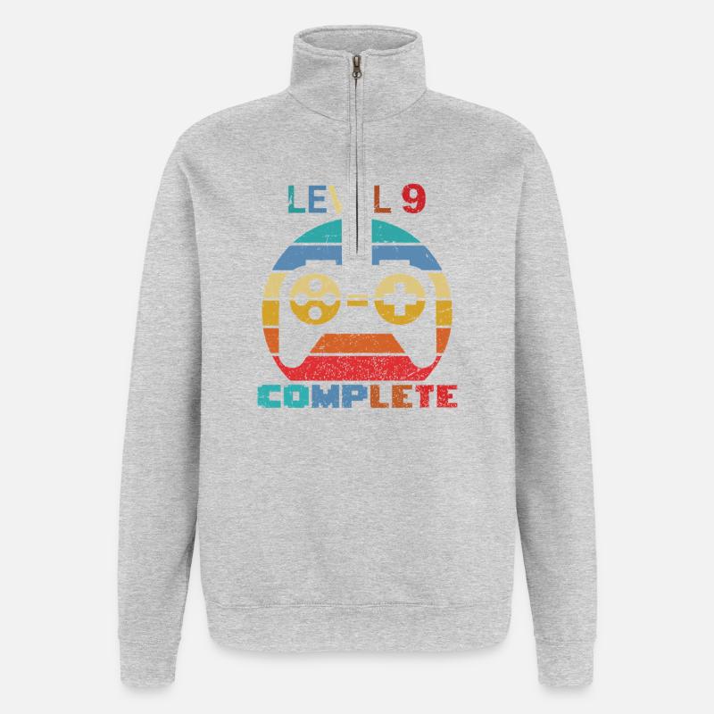 level 9 complete - Quarter-Zip-Sweatshirt - Grau meliert