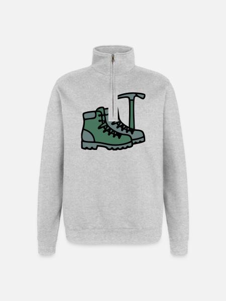 Wanderschuhe Eispickel Bergsteiger Alpen Wanderer - Quarter-Zip Sweatshirt - heather grey