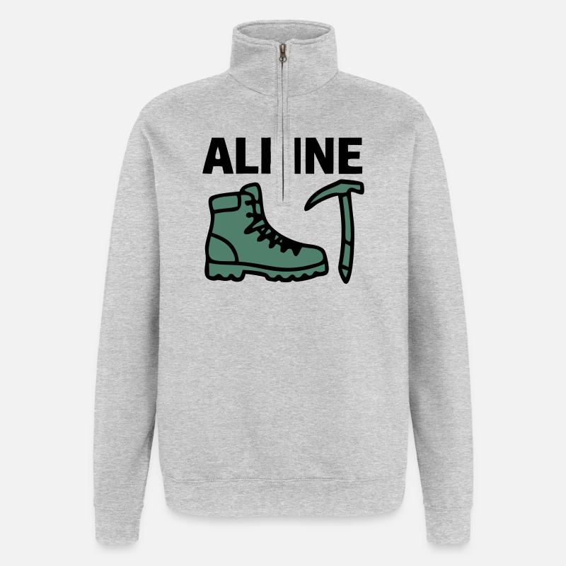 Wanderschuh Eispickel Alpine Bergsteigen Klettern - Quarter-Zip-Sweatshirt - Grau meliert