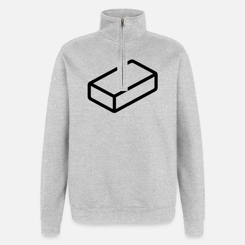 brique - Sweat à zip 1/4 - gris chiné