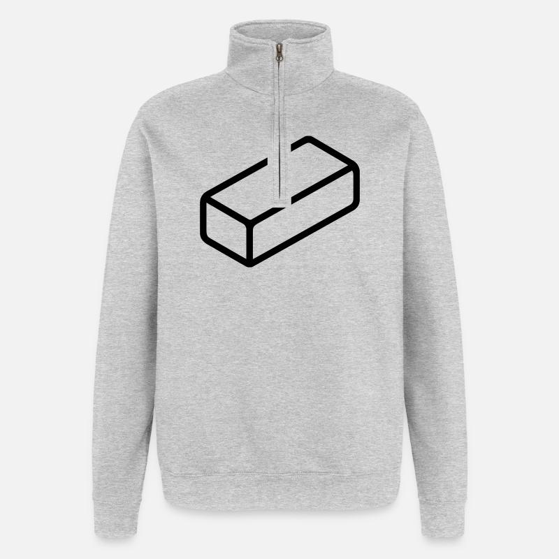 brique - Sweat à zip 1/4 - gris chiné