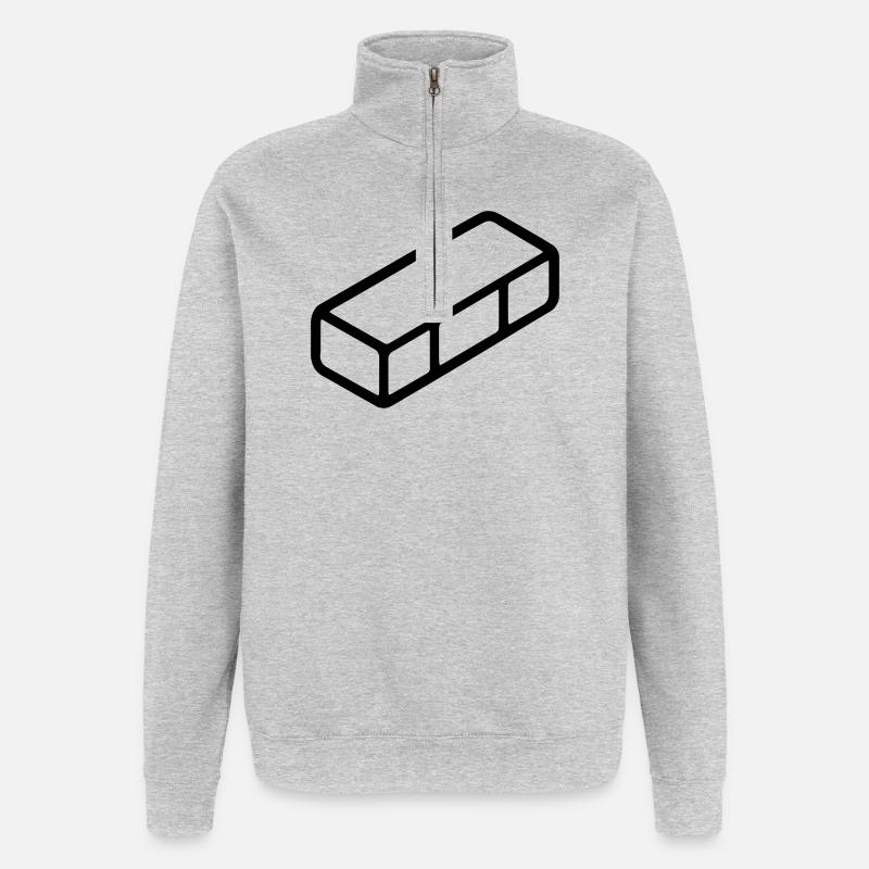 brique - Sweat à zip 1/4 - gris chiné