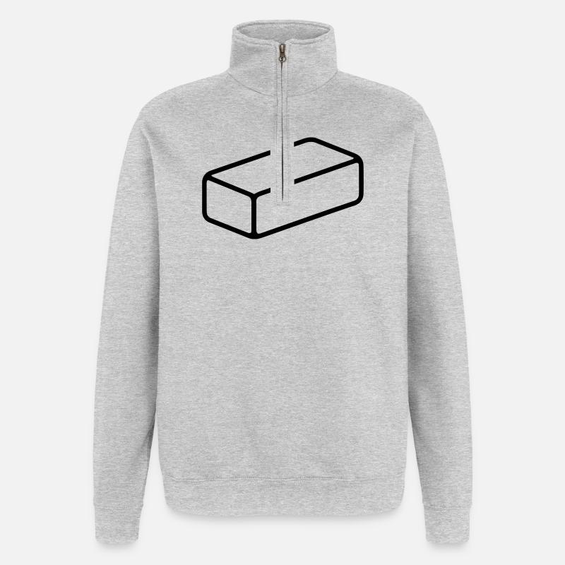 brique - Sweat à zip 1/4 - gris chiné
