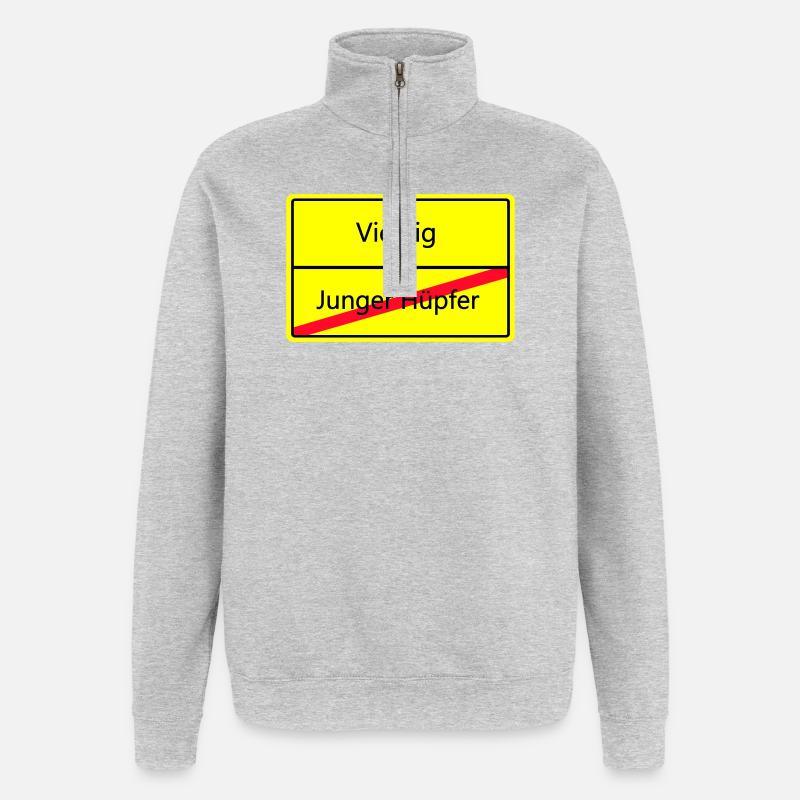 ortsschild_vierzig - Quarter-Zip-Sweatshirt - Grau meliert