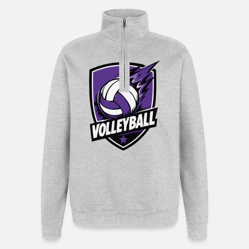 Logo de volley-ball Purple Shield - Sweat à zip 1/4 - gris chiné