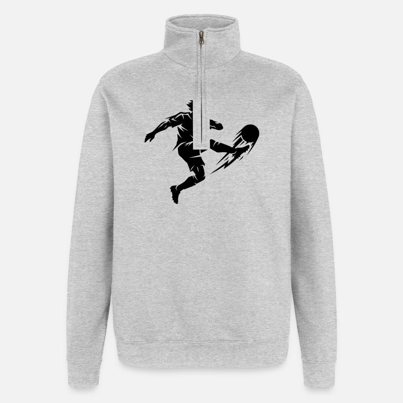 Silhouette du footballeur - Sweat à zip 1/4 - gris chiné