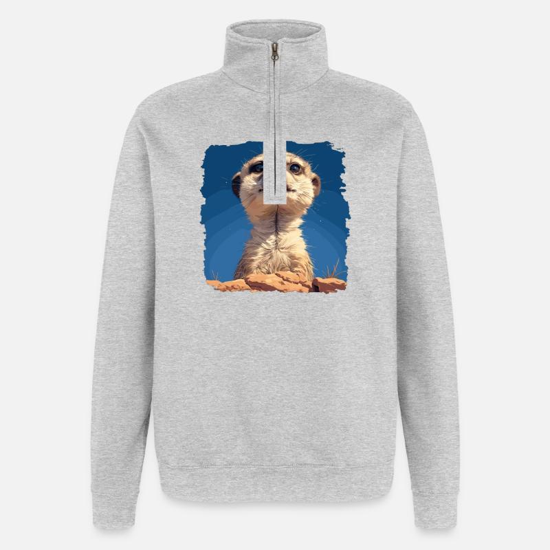 Suricate Erdmännchen - Sweat à zip 1/4 - gris chiné
