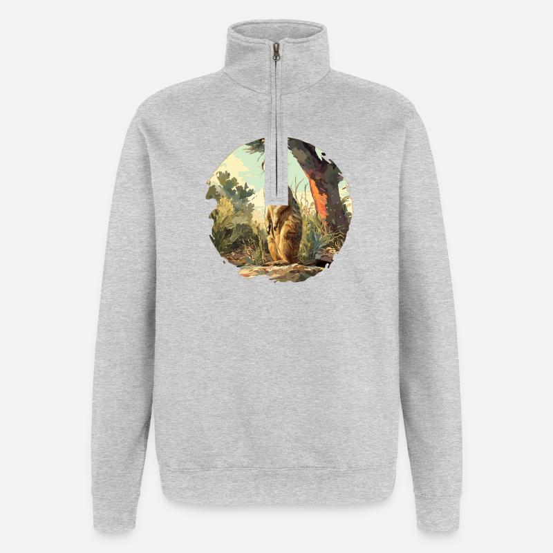 Meerkat Erdmännchen - Quarter-Zip-Sweatshirt - Grau meliert