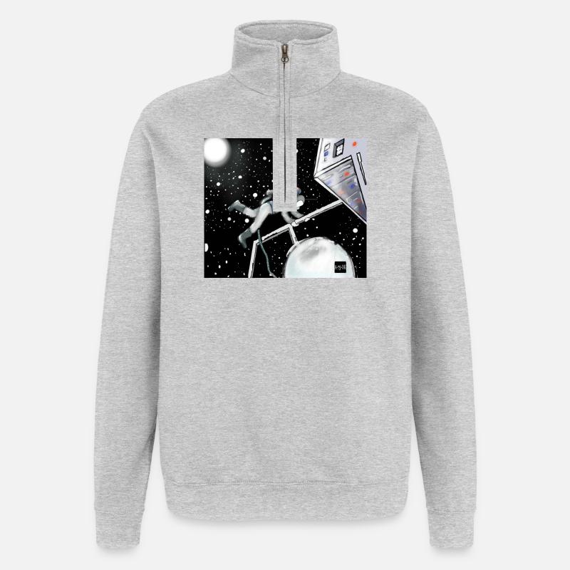Explorateur spatial en orbite - Sweat à zip 1/4 - gris chiné