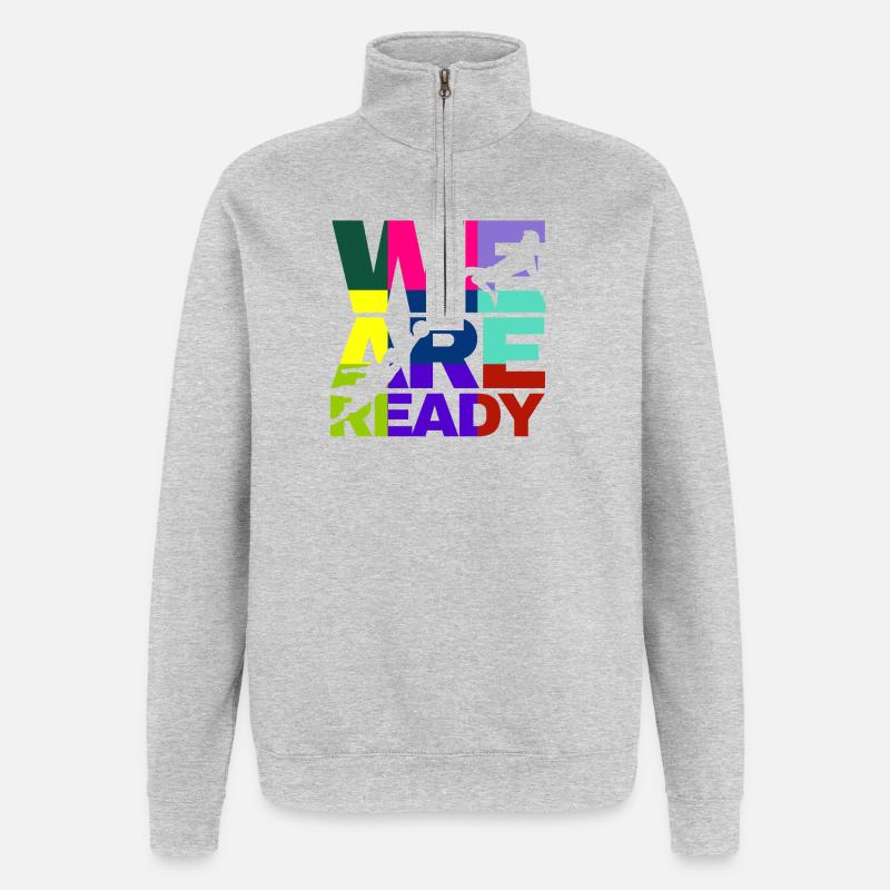 We are ready football  - Sweat à zip 1/4 - gris chiné