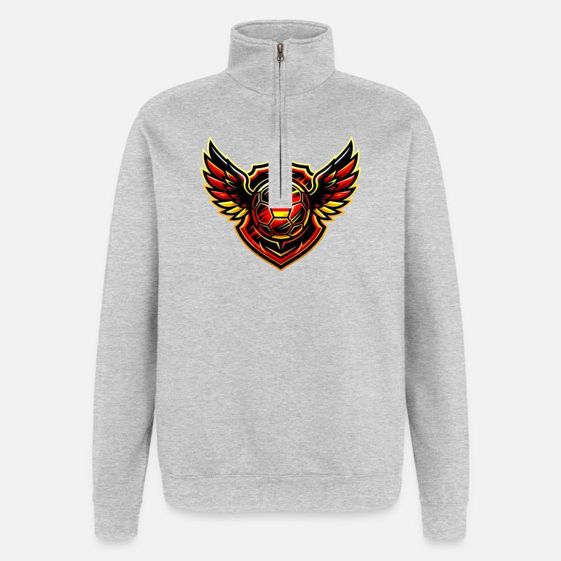 Blason de Soccer Germany - Sweat à zip 1/4 - gris chiné