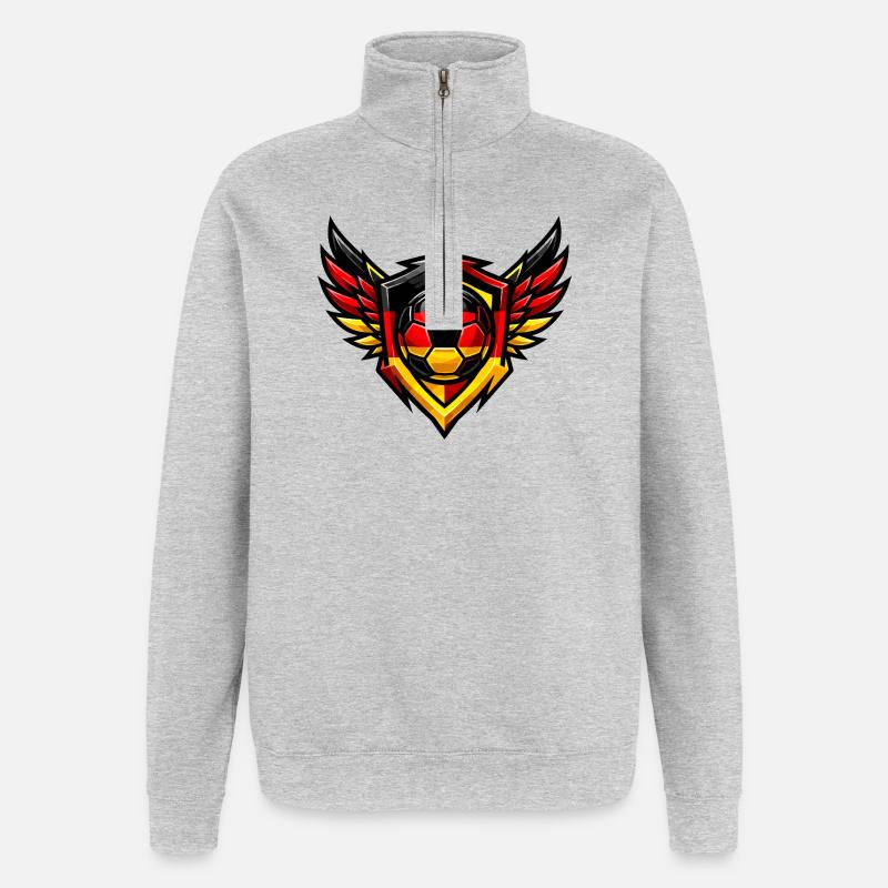Blason de Soccer Germany - Sweat à zip 1/4 - gris chiné