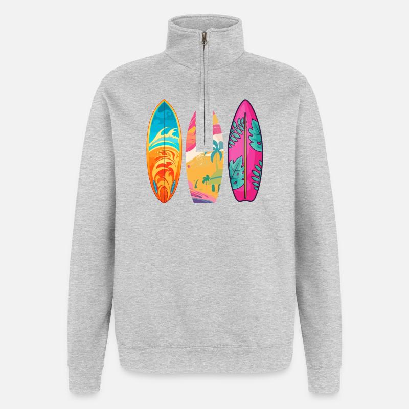 Surf Tropic Buntes Triptychon - Quarter-Zip-Sweatshirt - Grau meliert
