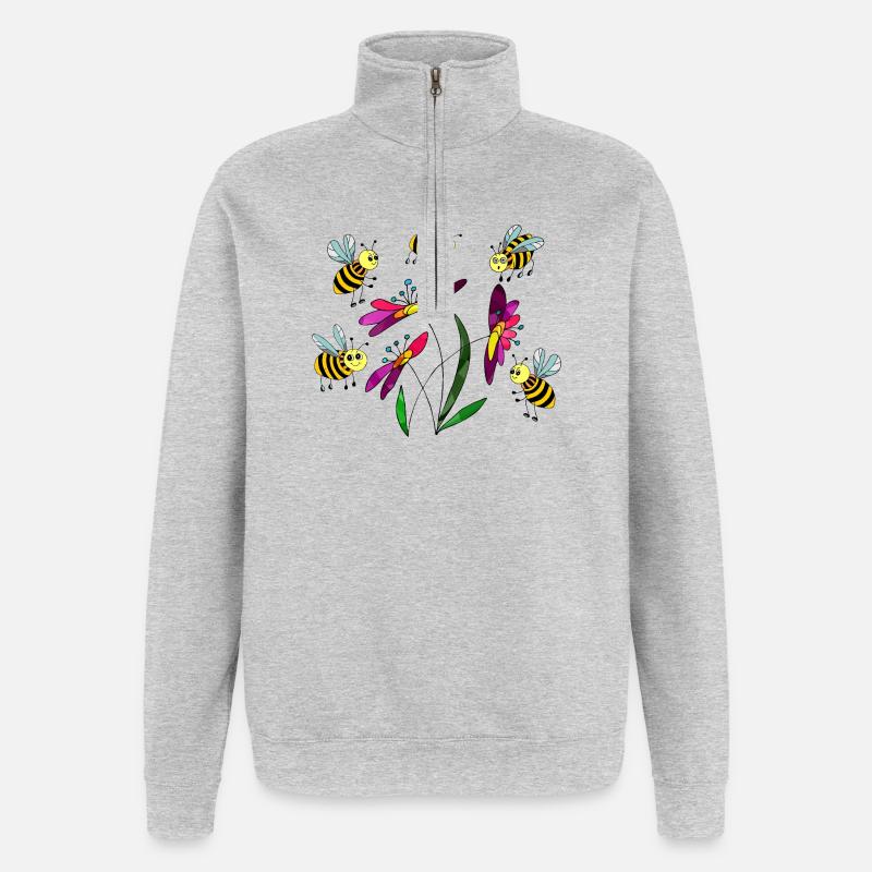 Insectes - Sweat à zip 1/4 - gris chiné