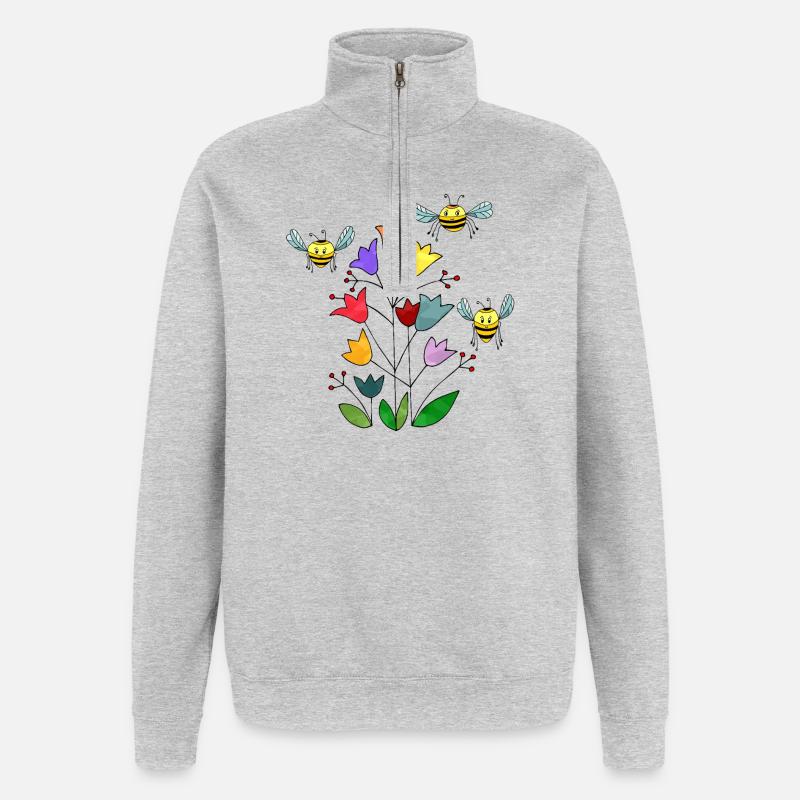 Insectes - Sweat à zip 1/4 - gris chiné