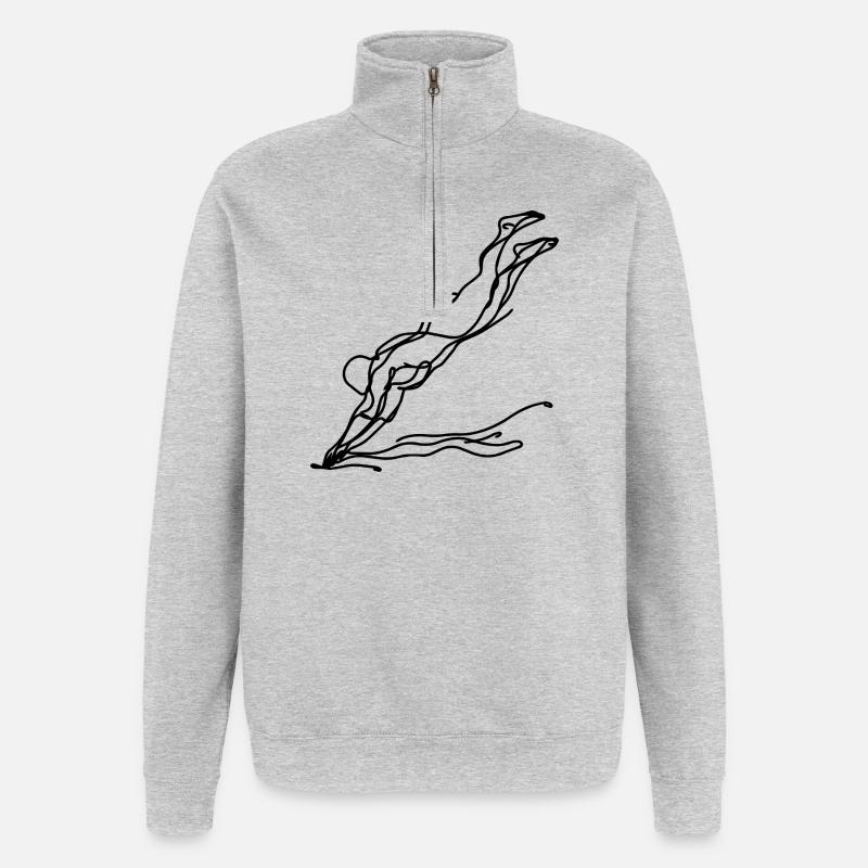 Swimmer Drawing - Quarter-Zip Sweatshirt - heather grey