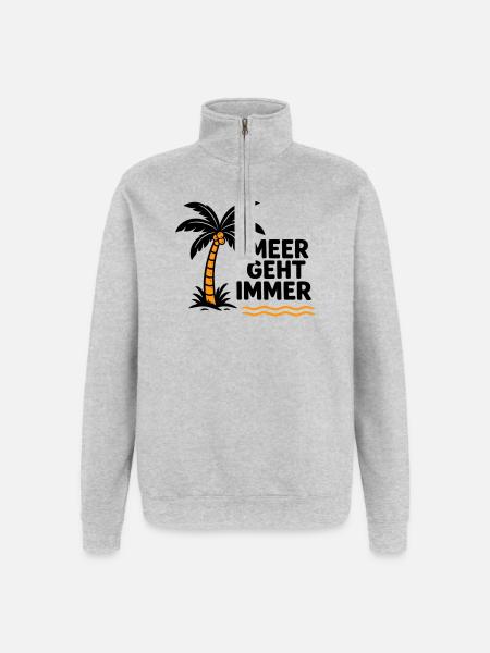 Orangen Palme am Meer - Quarter-Zip-Sweatshirt - Grau meliert