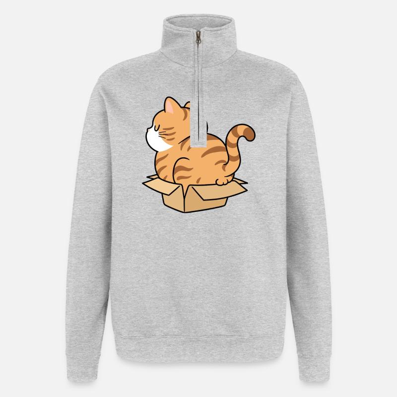 Kitten in a box - Quarter-Zip Sweatshirt - heather grey