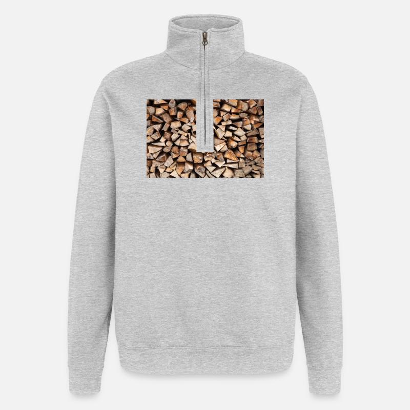 Rustic Wood Stack Firewood Poster - Quarter-Zip Sweatshirt - heather grey