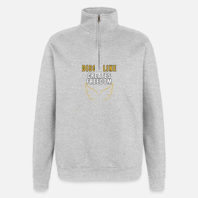 La discipline crée la liberté - Sweat à zip 1/4 - gris chiné