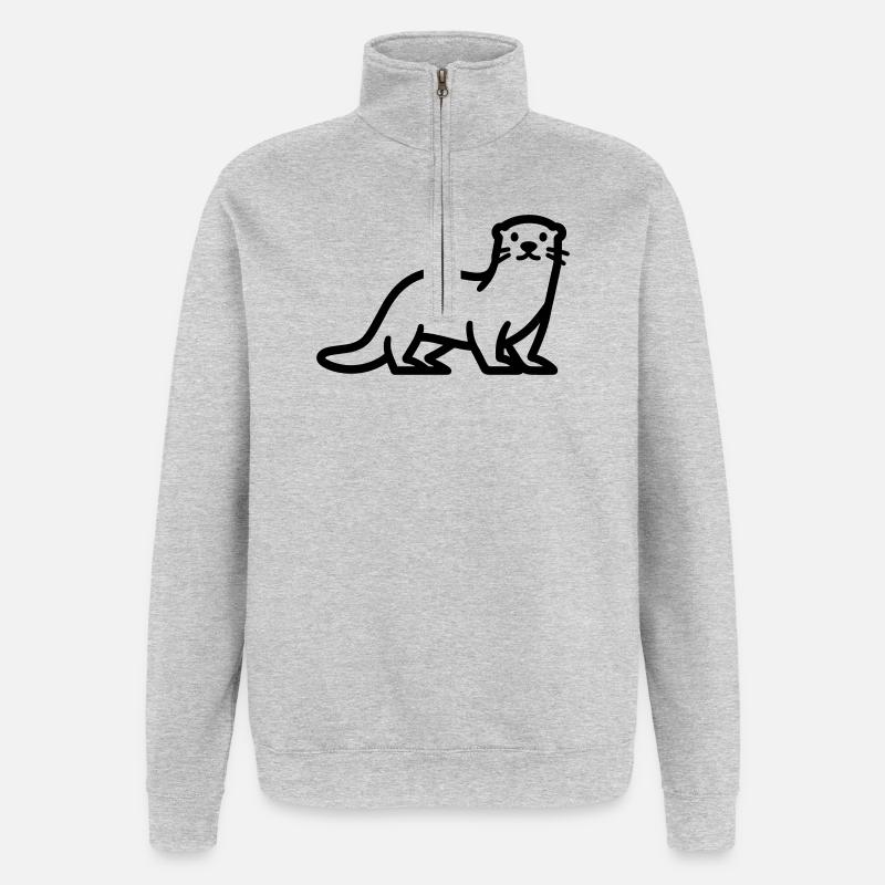 loutre - Sweat à zip 1/4 - gris chiné