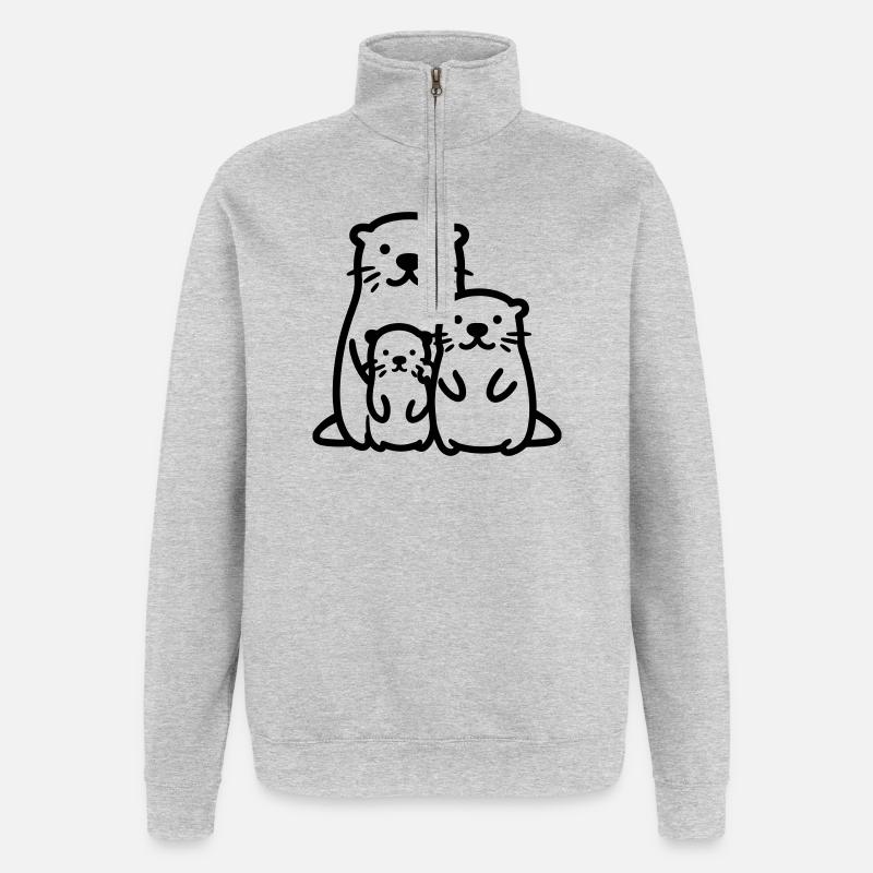 Loutre - Sweat à zip 1/4 - gris chiné