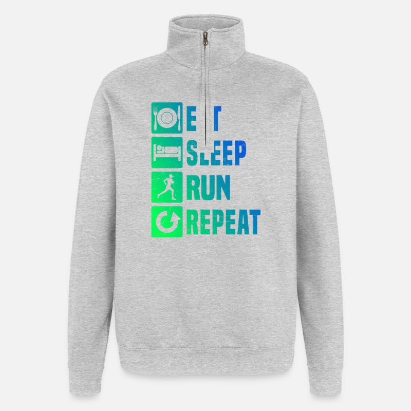 Geschenkidee für einen Running mit Running - Quarter-Zip-Sweatshirt - Grau meliert