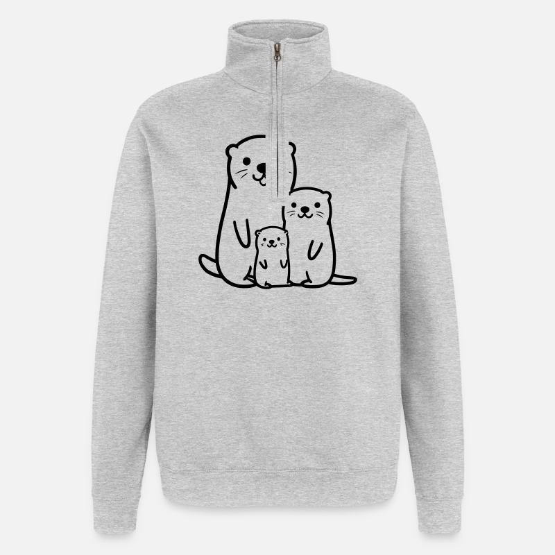 Loutre - Sweat à zip 1/4 - gris chiné