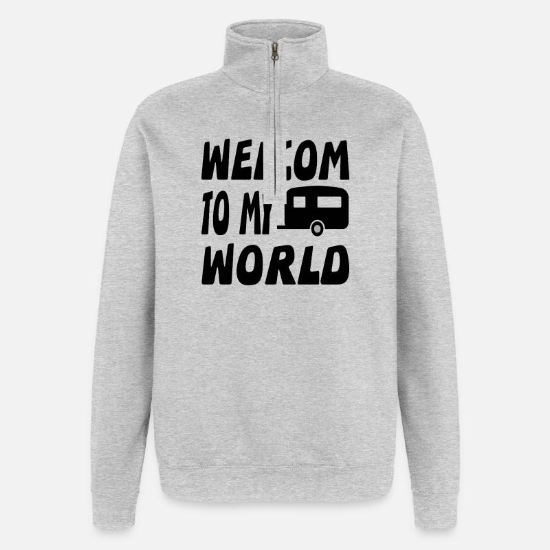 Camping - Sweat à zip 1/4 - gris chiné