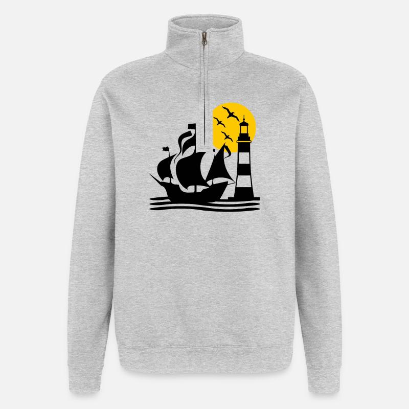 Segeln - Quarter-Zip-Sweatshirt - Grau meliert